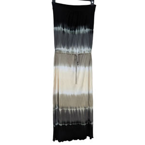 Debbie Katz South Beach size S/M Black, tan, and beige Tie Die Maxi Dress